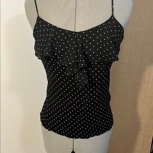 H&M Black and White Ruffled Fitted Camisole
